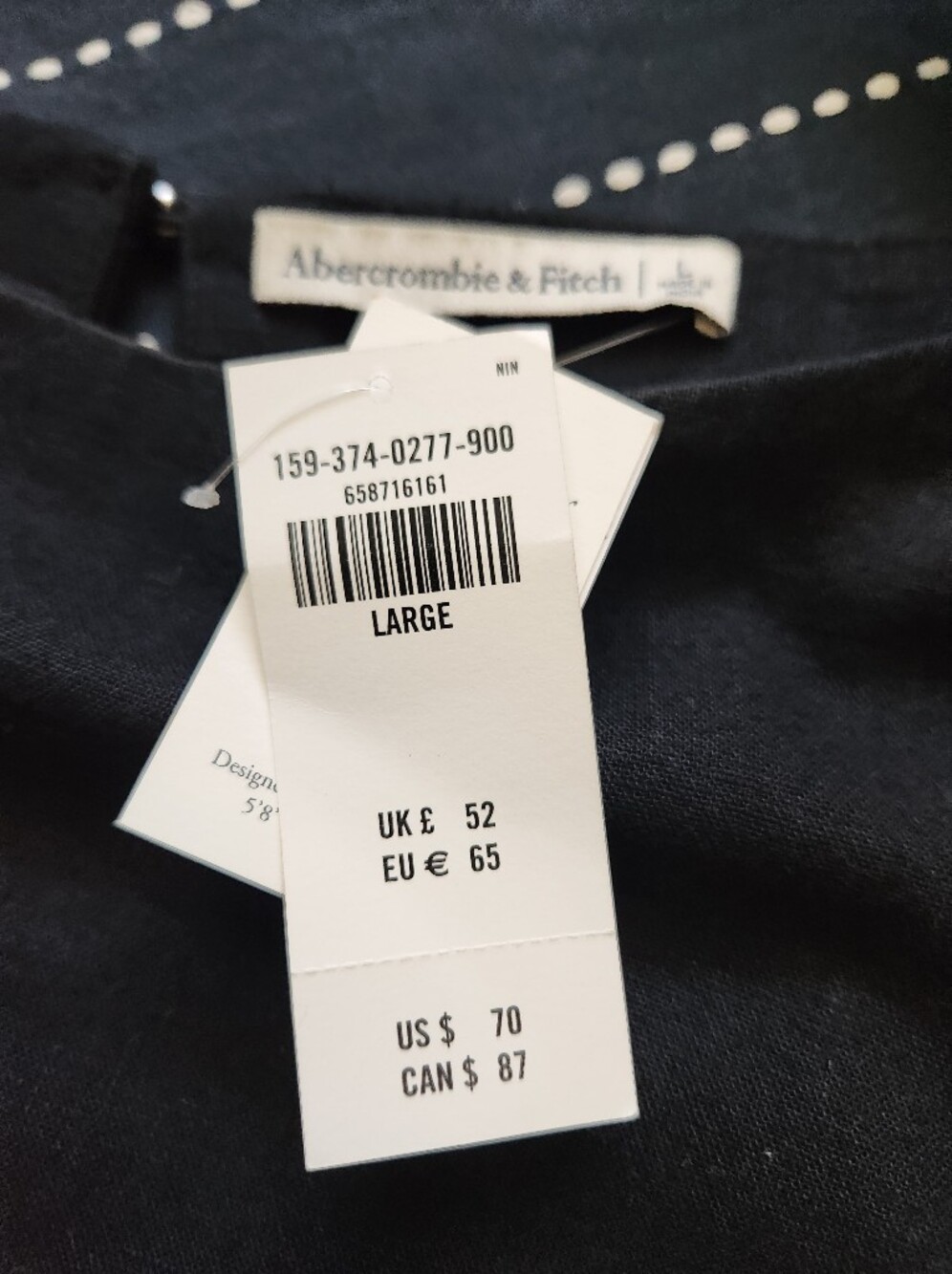 Abercrombie & Fitch Linen Blend T-shirt Short Sleeve Mini Dress Black NWT Large - Picture 11 of 11